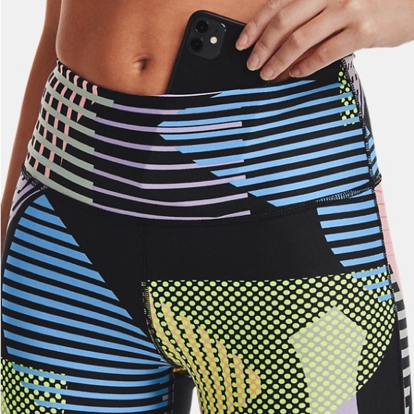 Women's HeatGear® Armour No-Slip Waistband Geo Print Ankle Leggings - Picture 5 of 6